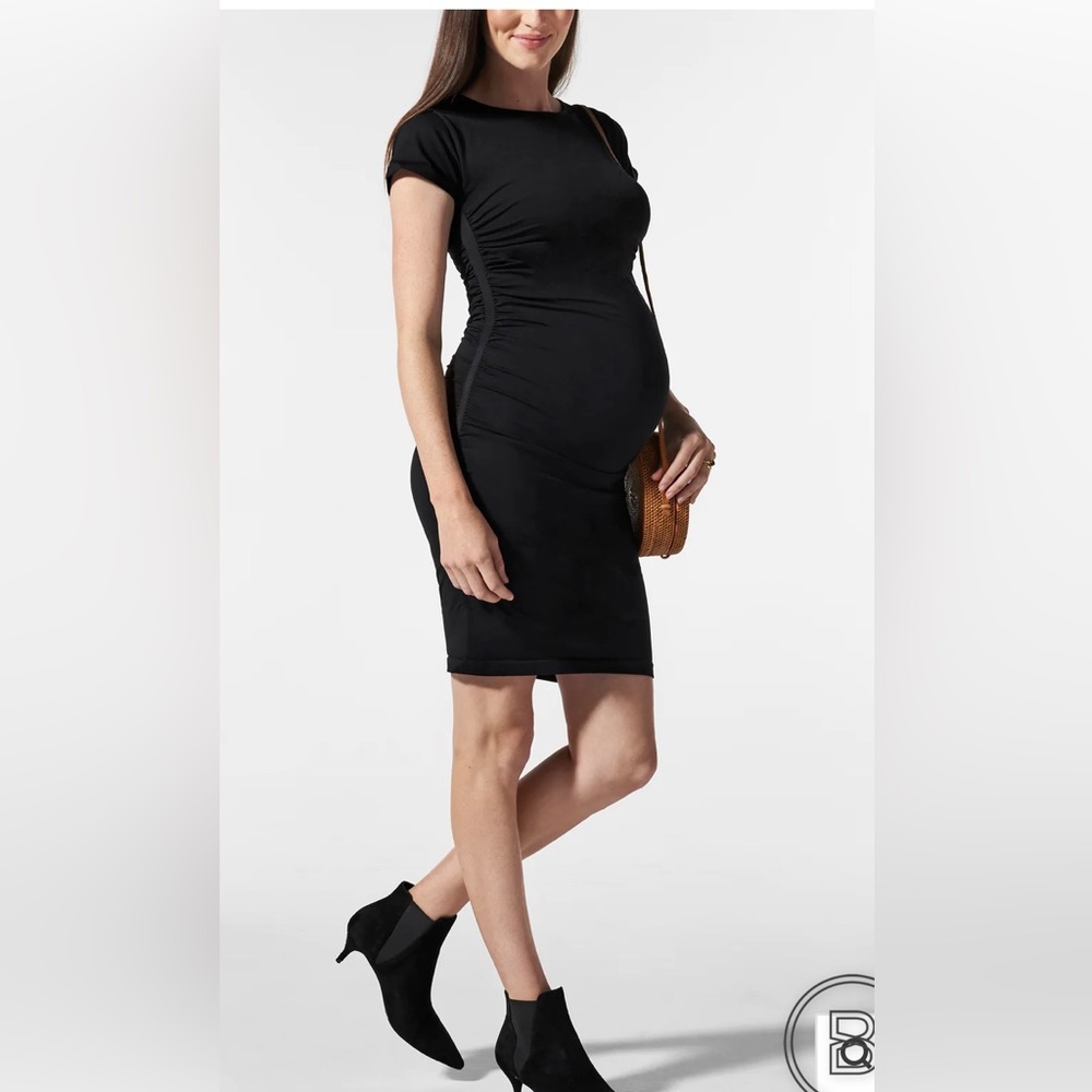 Blanqi Black Cap Sleeve Maternity Dress